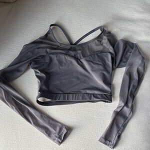Baltogs gray mesh crop dance top